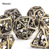Yellow Hollow Metal Polyhedral Dice Set for RPG and Tabletop Games
