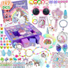 A colorful advent calendar box filled with mermaid-themed jewelry and accessories for a 24-day countdown gift.