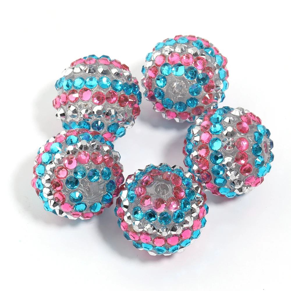 Sparkling Two-Tone Striped Resin Beads (20mm, Set of 5)
