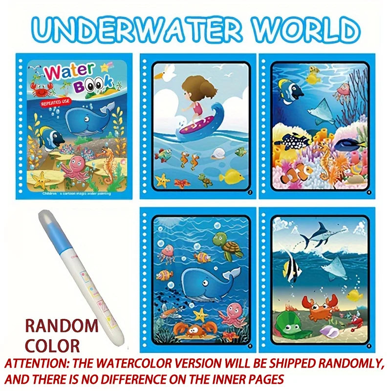 Magic Water Drawing Book for Kids - Reusable Coloring Fun