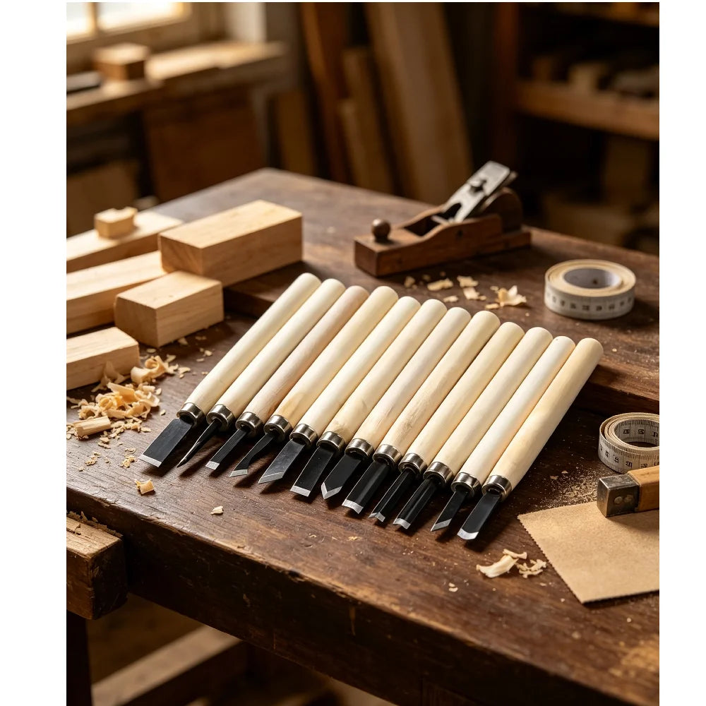 12-Piece Wood Carving Chisel Set for Precision and Detail Work