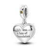 A sterling silver heart-shaped charm bead with a yellow gemstone, designed for DIY bracelet making.
