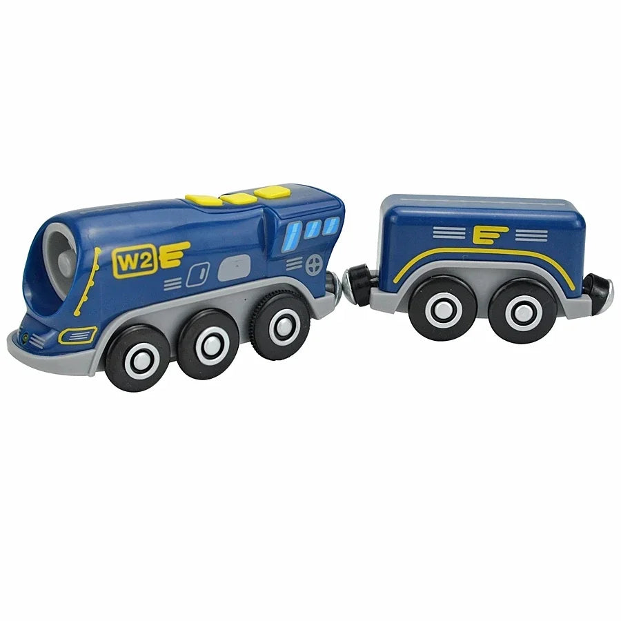 Magnetic Wooden Train Set with Locomotive and Two Carriages