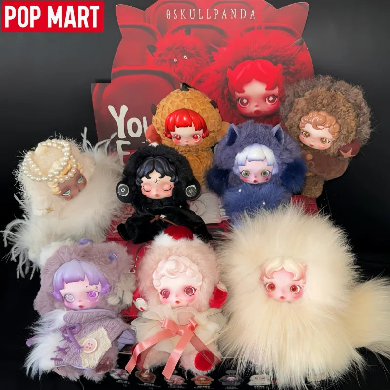 A collection of Skullpanda You Found Me! series collectible figures featuring various characters and accessories.