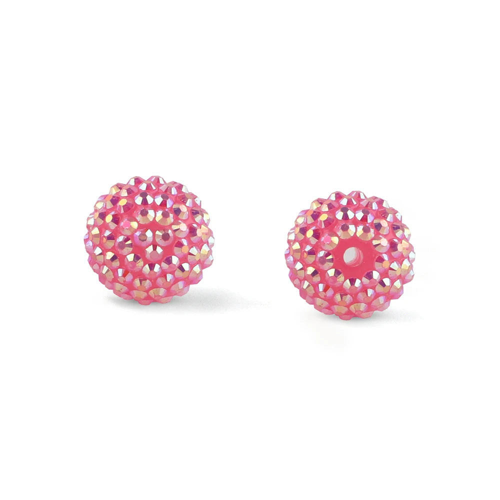 Pink rhinestone resin bayberry ball beads for jewelry making