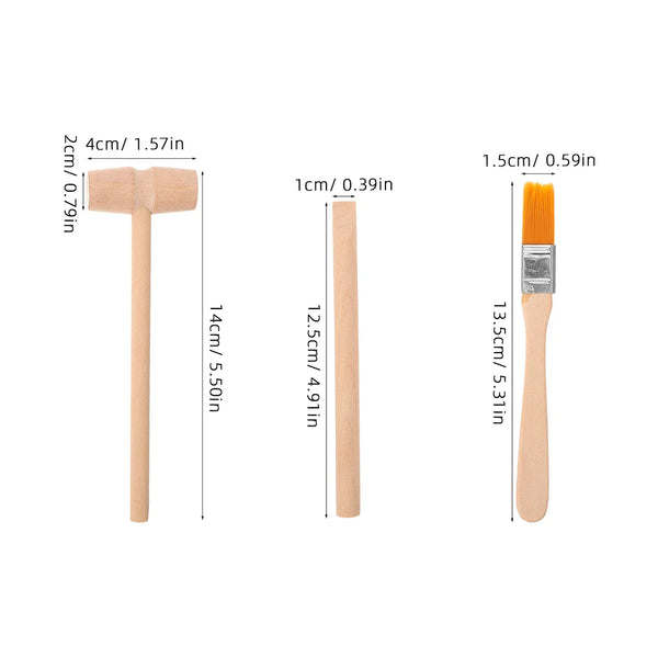 Kit de fouille de dinosaure en bois avec marteau, burin et brosse pour jeunes archéologues