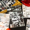 A collection of die-cut sticker sheets featuring dark, gothic, and nature-themed poetry and illustrations for journaling.