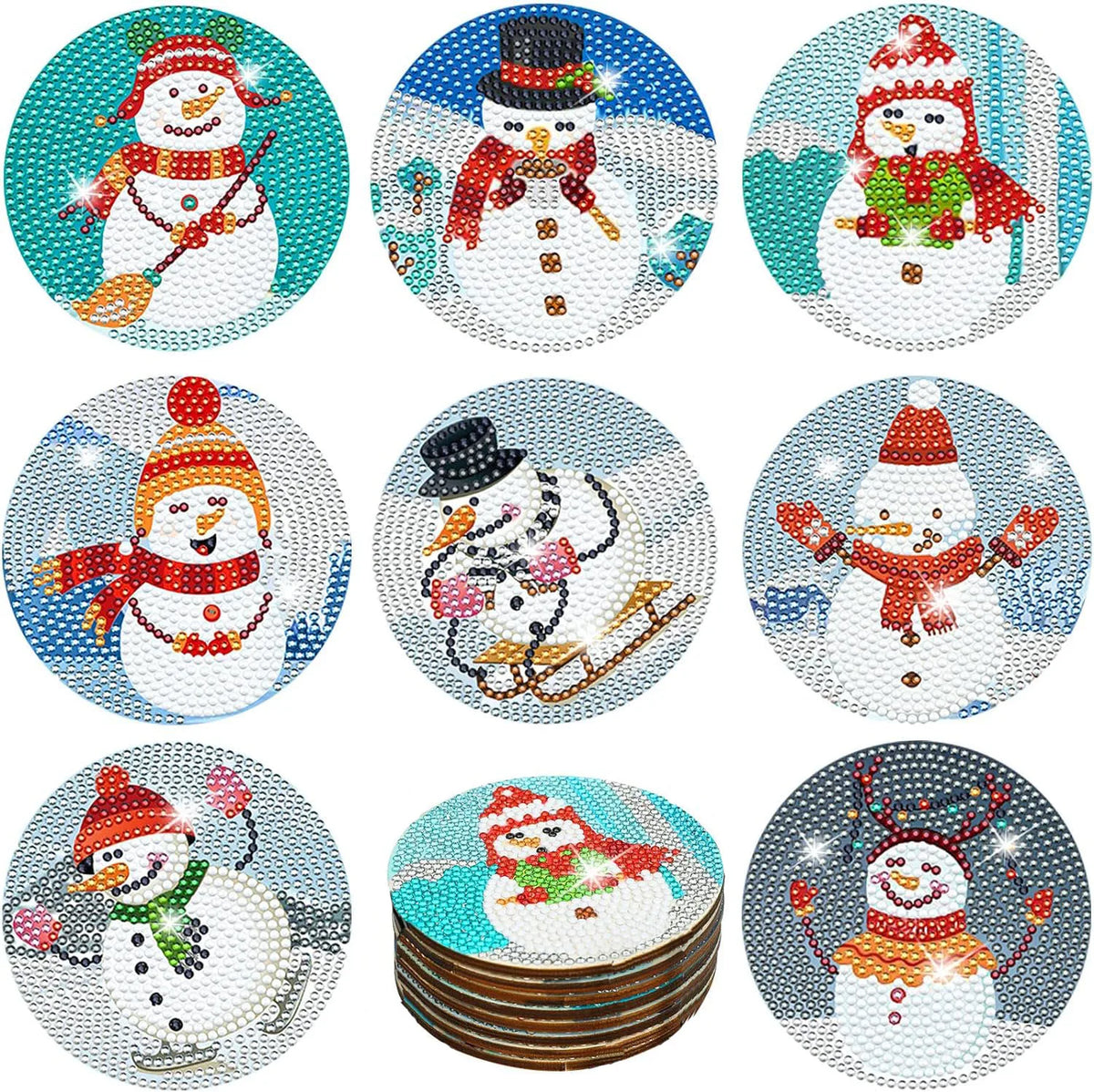 DIY Diamond Art Coaster Set for Christmas & More