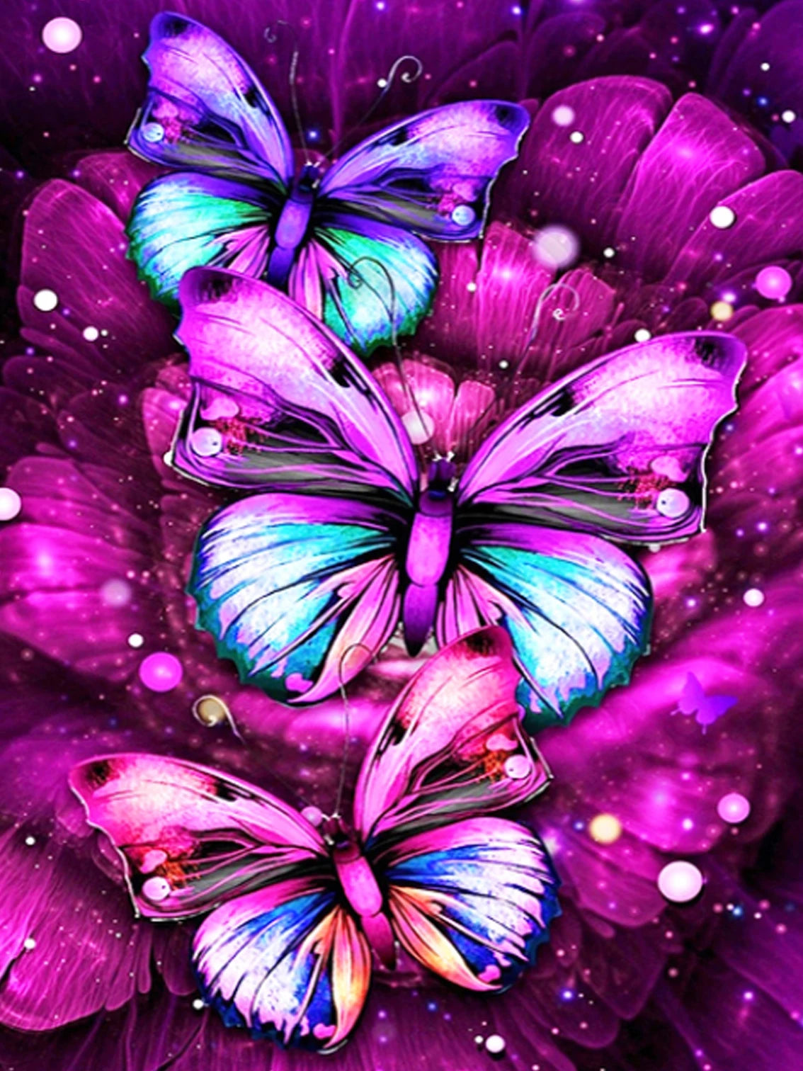 Butterfly & Flower 5D Diamond Painting Kit — Full Drill Round Mosaic Art Set