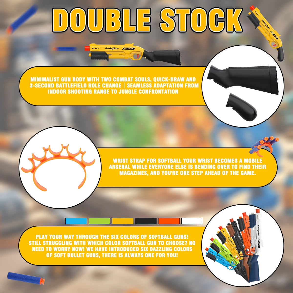 Kids Dual-Handle Foam Dart Blaster – Safe Outdoor Battle Toy