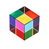A colorful cube prism with six faces displaying various bright colors like green, blue, red, yellow, pink, and purple.