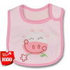 Pink cartoon cotton towel bib with a cow face design for infants and toddlers