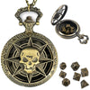 Vintage Metal Polyhedral Dice Set with Pocket Watch Case