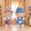 17cm Labubu Doll Clothing Set – Striped Overalls, Vest, and Hat