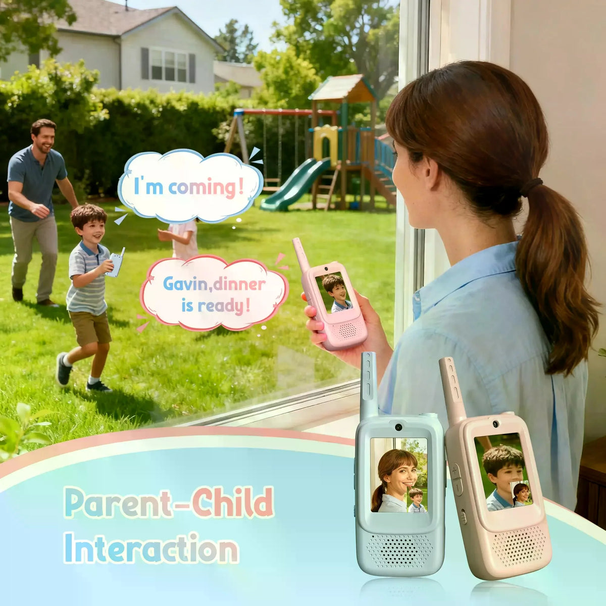 Kids Video Walkie Talkies with HD Camera – 2 Pack Rechargeable Intercom Toys