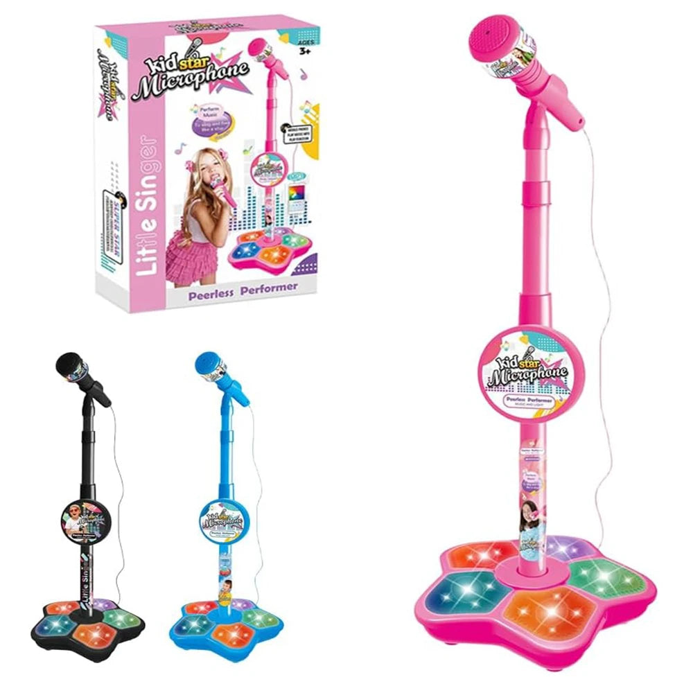 Kids Karaoke Microphone Stand Set with Party Lights