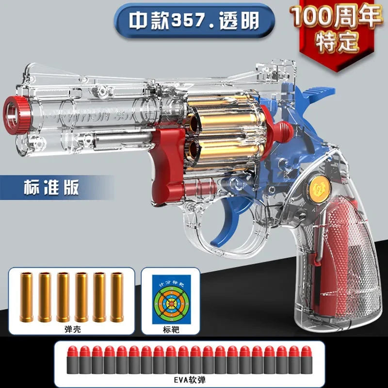 Mechanical Soft Bullet Revolver Toy Gun with Shell Ejection