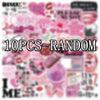 A collection of 10 random pink and purple kawaii girl cartoon stickers.