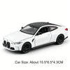 White 1:32 scale diecast model of a BMW M4 and X3M sports car with black roof