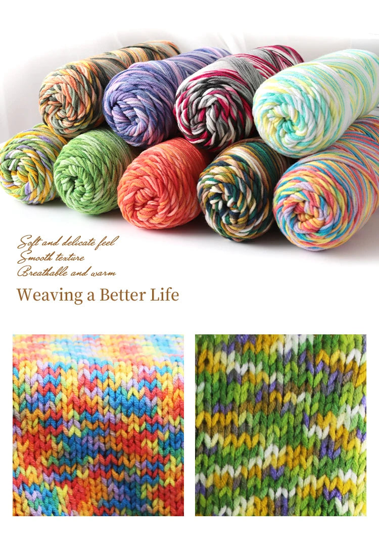Multicolor Gradient Dyed Acrylic Yarn for Knitting & Crochet