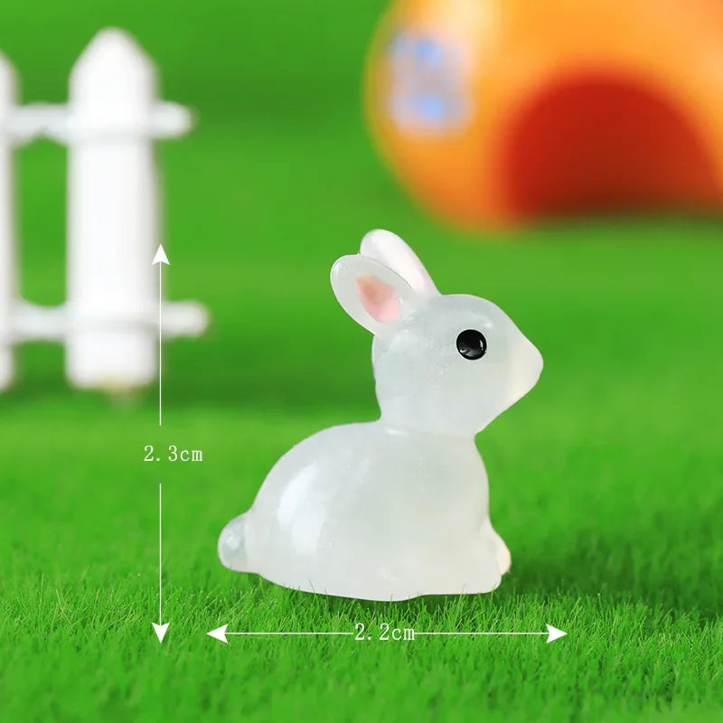 Glow-in-the-Dark Bunny Resin Figurines for Easter & Home Decor