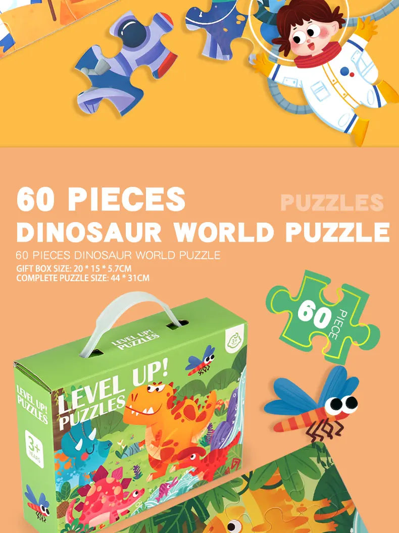Montessori Wooden Cartoon Puzzle Set for Kids