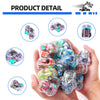 A hand holds a collection of colorful mini pull-back race cars for kids