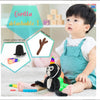 A child is playing with a black cylinder hat and a brown hand accessory, demonstrating the Gorilla Tag detachable toy.