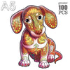 A detailed illustration of a puppy dog in an intricate, colorful mandala style.