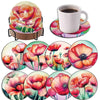 DIY Diamond Painting Coaster Kit with Holder – 8 Floral Resin Coasters