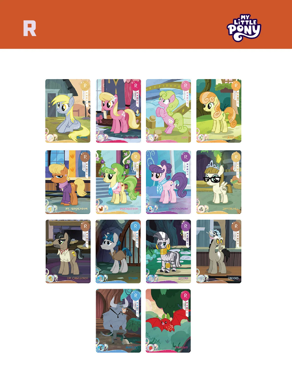 A collection of My Little Pony Friendship Eternal Moon Edition collectible trading cards featuring various pony characters.