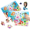 A colorful jigsaw puzzle featuring cartoon animals and sea creatures for children's learning.