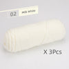A spool of milk white soft cotton blend yarn for knitting and crochet, packaged as a 3-pack.