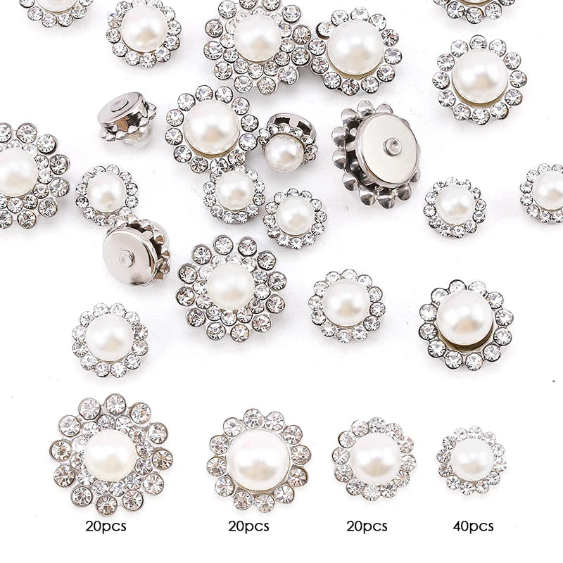 Assortment of crystal glass sunflower claw rhinestones for sewing in various sizes and finishes