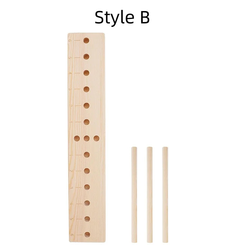 Wooden ribbon bow maker with multiple sized holes for gift wrapping and holiday crafts