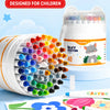 A set of silky crayon twist-up crayons in various colors, designed for children, with a container and a box showing features 