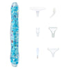 Glow-in-the-dark diamond painting pen with six interchangeable tips, featuring a blue and teal body.
