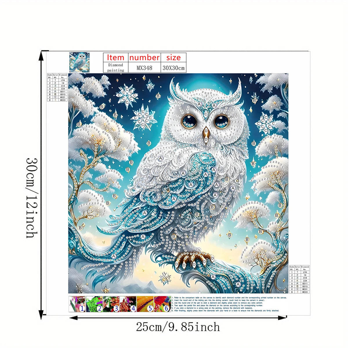 5D Owl Diamond Painting Kit with Tree Branch Design