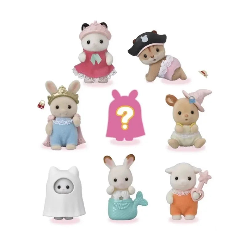 A collection of Sylvanian Families blind bag collectible figures featuring various animal characters.