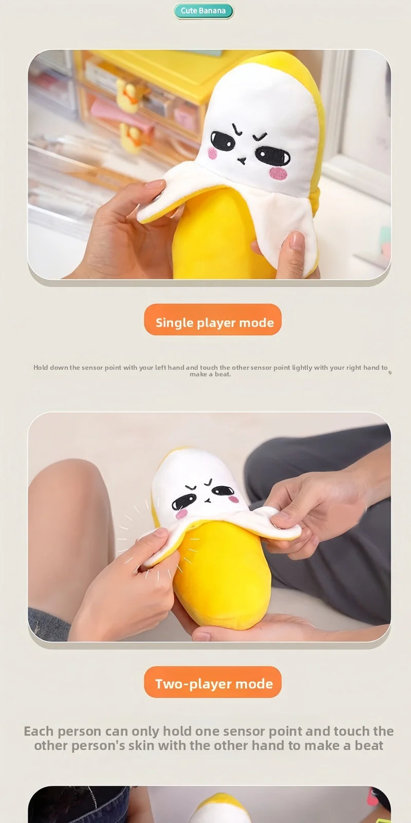 Musical Banana Plush Toy with Touch-Sensitive Piano