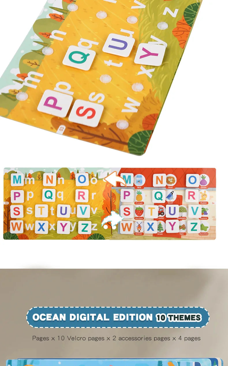 Montessori Quiet Book – Interactive Word Recognition & Early Learning Activity Book for Kids