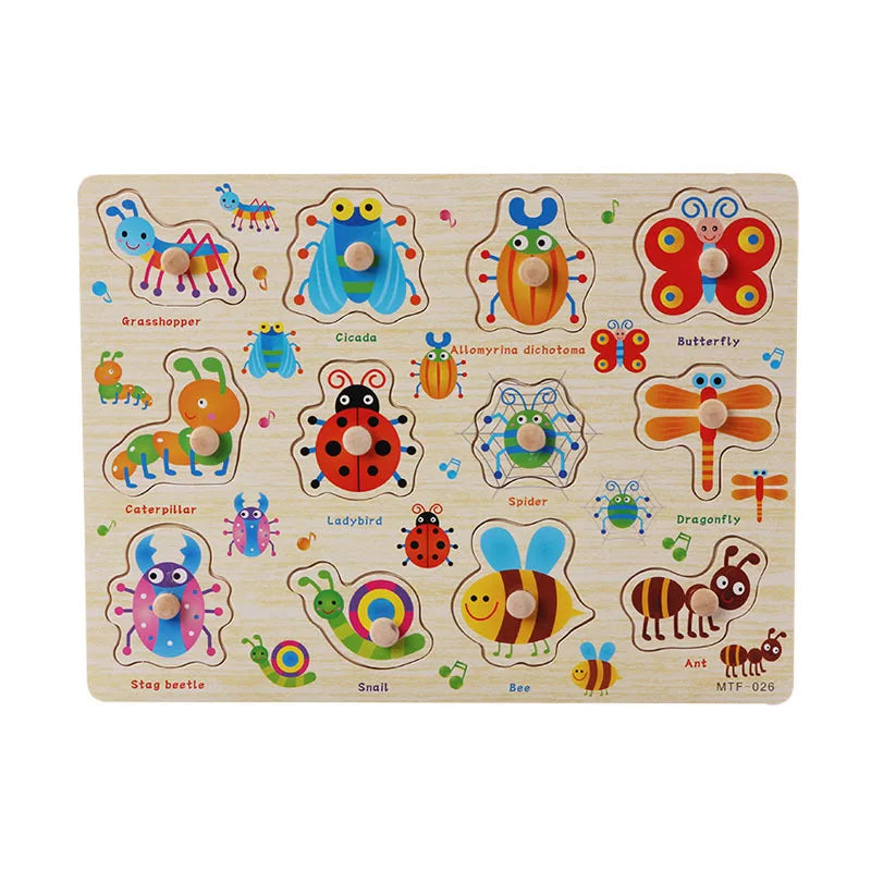 Wooden Alphabet & Number Peg Puzzles for Toddlers