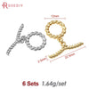 Six sets of 18K gold round O-toggle clasps for bracelets and jewelry making