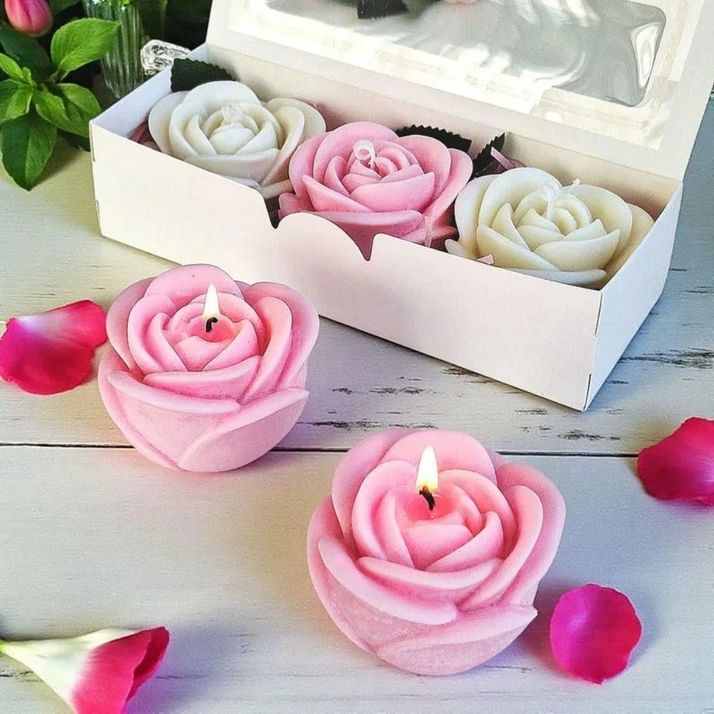 Rose Flower Silicone Mold Set for Candles, Soap, and Resin Crafts