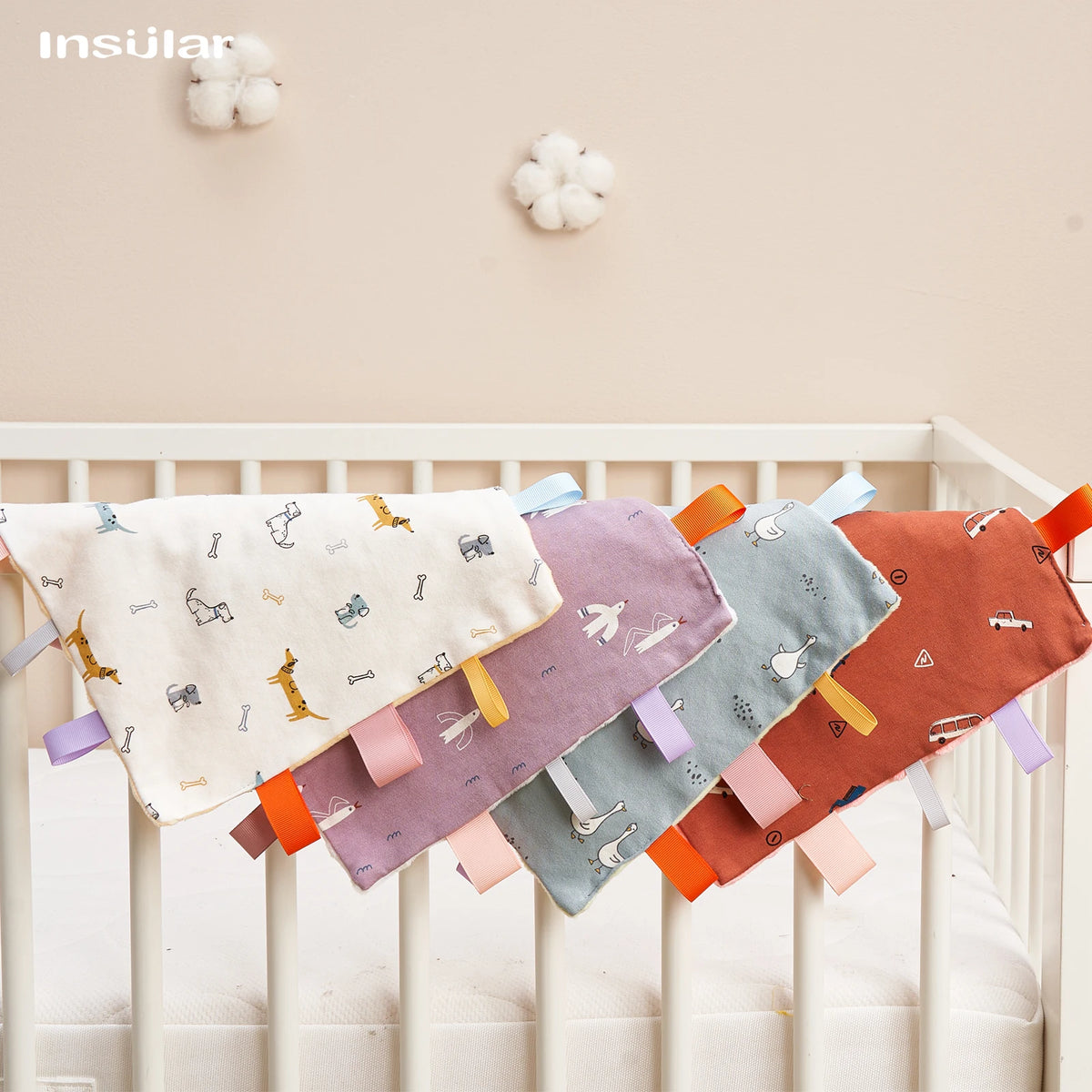 Baby Sensory Tag Comfort Blanket with Soft Cotton