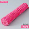 A pink red chenille stem craft set showing a bundle of fuzzy pink straws.