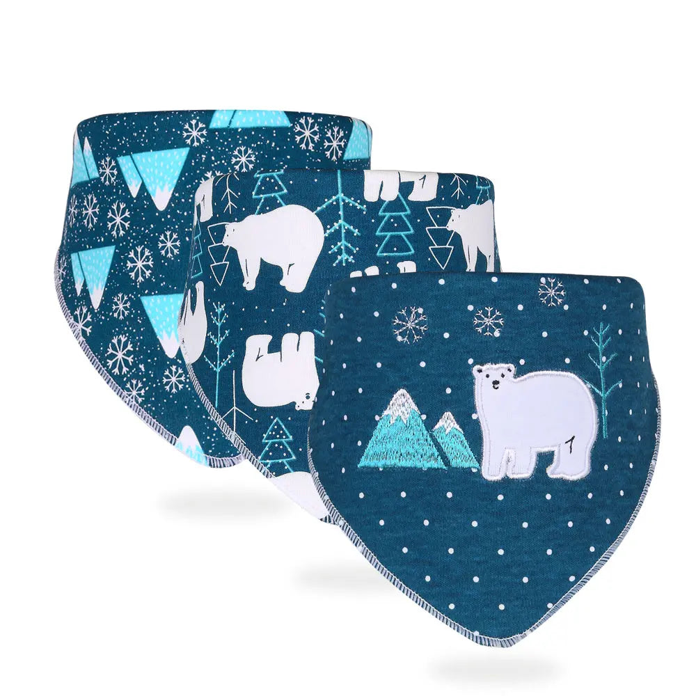 Soft Cotton Baby Bibs (3-Pack) with Cartoon Prints