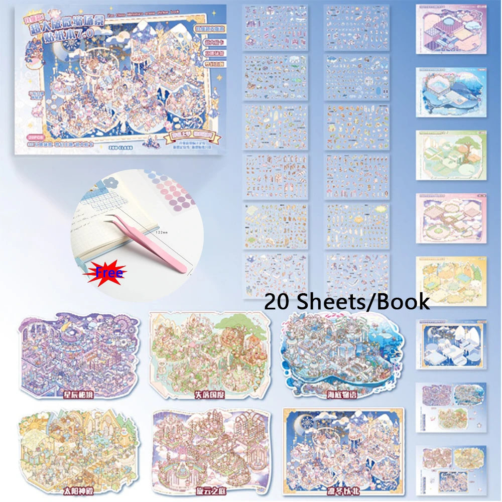 Cute Waterproof Sticker Pack for DIY Crafts and Scrapbooking
