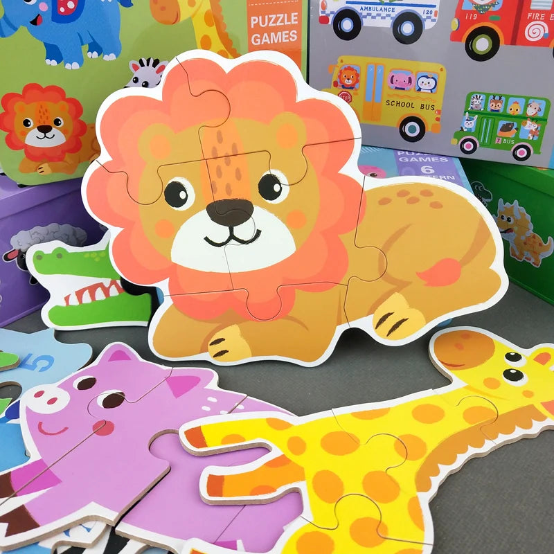 Montessori Wooden Animal Puzzle Set with Storage Box