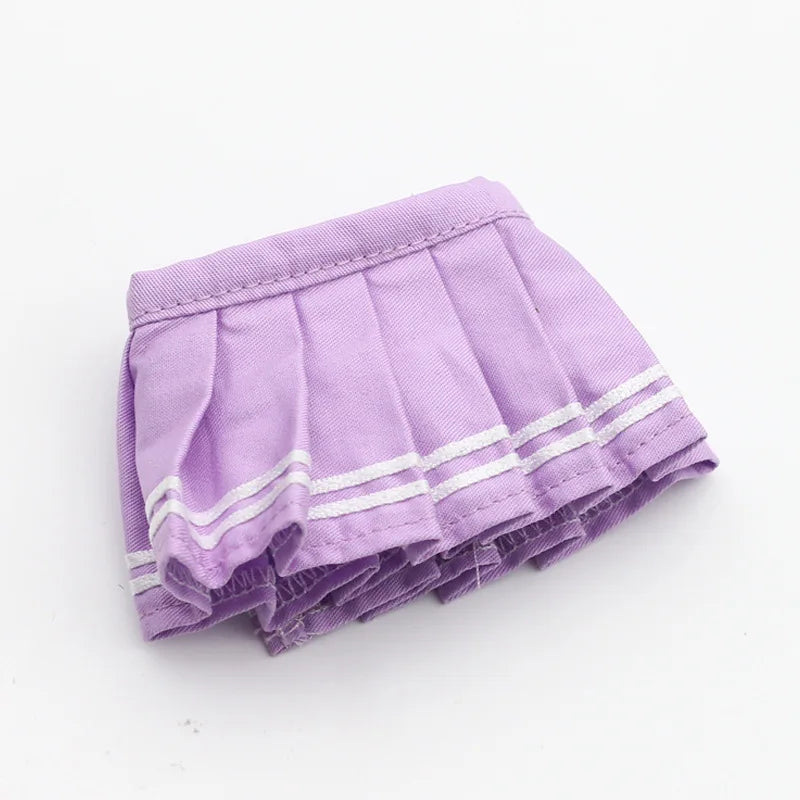 Mini Knit Doll Outfit Set – T-Shirt, Hat & Pleated Skirt for 15-17cm Dolls